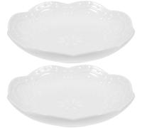 DOITOOL Piatto Piccolo in Ceramica per Salsa di Soia 2 Pezzi Piatti di Condimento Versatili per Olio e Aceto per Cucina Domestica Ristoranti e Picnic Design Bianco Decorativo a Fiori