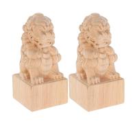 DOITOOL Pinnacoli in Legno Intagliato a Testa di Leone 2 Pezzi Puntali Decorativi per Pali di Recinzione Resistenti alle Intemperie Cappucci in Legno per Ringhiere e Mobili Decorazioni