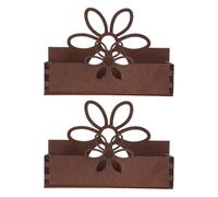 DOITOOL Porta Biglietti da Visita in Legno Motivo Floreale Traforato Set da 2 Pezzi Espositore da Tavolo per Ufficio e Reception Supporto Decorativo per Biglietti D’Auguri e Cartoline