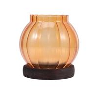 DOITOOL Portacandele in Vetro Antivento a Forma di Zucca Color Dorato Base Compatta per Lumini da Tè Decorazione Casa e Portacandele per Halloween per Atmosfera Zen e Cena Romantica