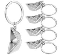 DOITOOL Portachiavi Barca a Vela in Metallo, 5 Pezzi Argento, 7X1,2 CM, Accessorio Chiavi Uomo Donna per Uso Quotidiano