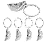 DOITOOL Portachiavi Metallo Barca a Vela, Set da 5 Pezzi, Argento, 7 * 1,2 CM, Portachiavi Simpatico per Regali Divertenti a Uomini e Donne, Uso Quotidiano
