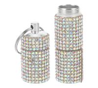 DOITOOL Portapillole Portatile da Viaggio in Metallo con 3 Scomparti e Design con Cristalli Elegante, Contenitore per Pillole Vitaminiche per Attività All'aperto e Uso Quotidiano