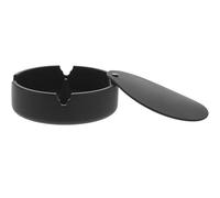 DOITOOL Posacenere in Silicone Coperchio Resistente al Calore Nero, Design Rotondo Portacenere Portatile e Antigraffio per Uso Esterno e Interno