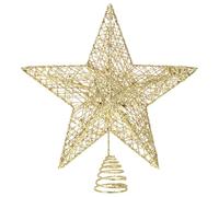 DOITOOL Puntale Stella Albero Di Natale : Puntale Albero Di Natale in Ferro Dorato Stella Decorativa Glitterata per Dimensioni 26 X 25 X 7.5 Cm Perfetta per Decorazioni Festive