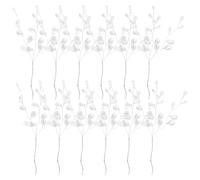 DOITOOL Rami Decorativi Gocce Acriliche Bianche per Matrimoni e Bricolage | Tre Fili per Stelo, Sei Perle Cristallo Ciascuno, Metallo e Acrilico, per Scrapbooking e Progetti Creativi