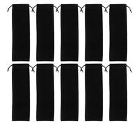 DOITOOL Sacchetti Riutilizzabili per Posate e Bacchette in Velluto Nero Coulisse, 12 Pezzi Borse Stoffa per Cannucce, Adatti per Negozio di Sushi e Ristorazione 8X26 CM