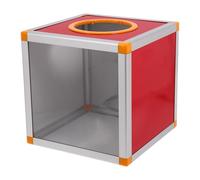 DOITOOL Scatola Rossa Trasparente per Lotteria 20x20x20 Cm, Urna per Donazioni e Suggerimenti con Struttura in Lega di Alluminio, Grande Contenitore per Estrazione Biglietti, Adatta