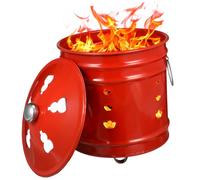 DOITOOL Secchio Rosso Smaltato per Bruciare Denaro e Offerte Inceneritore Pratico con Design Ventilato per Combustione Veloce Durevole e Sicuro per Uso Esterno e Cerimoniale