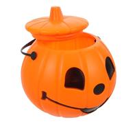 DOITOOL Secchio Zucca Halloween in Plastica con Manico e Coperchio Contenitore Riutilizzabile per Dolcetti e Feste Tema per Distribuzione Caramelle