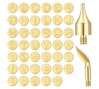 DOITOOL Set 1 Kit Punte per Pirografia Lettere e Simboli per Legno e Pelle, Punta Tonda in Ottone Resistente ad Alte Temperature, per Pirografia Fai da Te