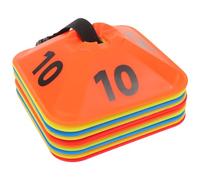 DOITOOL Set 10 Marcatori Sportivi Quadrati Numerati 1-10 in Plastica Antiscivolo per Allenamento Calcio e Basket, Dischi per Esercizi Agilità, Attrezzatura per Marcatura Campo