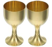 DOITOOL Set 2 Pezzi Tazze in Lega di Rame Oro, Calici da Offerta Sacri Piedistallo, Resistenti e Versatili per Cerimonie Buddhiste e Decorazioni Religiose
