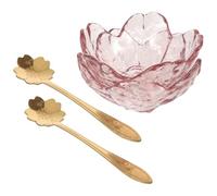 DOITOOL Set 2 Piccole Ciotole in Vetro con Cucchiai, per Miscelare Maschere Viso e Oli Essenziali, Design Floreale, Leggere e Compatte, per Spa, Saloni di Bellezza e Uso Domestico