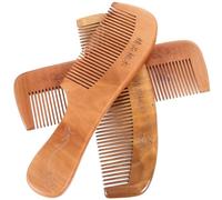 DOITOOL Set 3 Pettini in Legno di Pesco Marrone Compatti Denti Lisci Antistatici per Uso Quotidiano e Viaggio, Pettine Rettangolare per Chioma Fini e Fragili Stili multipli