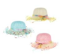 DOITOOL Set 3 Pezzi Cappelli da Spiaggia in Paglia Rete Traspirante, Protezione Solare Estiva, Comodi e Leggeri per attività Outdoor