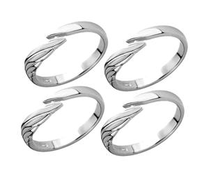 DOITOOL Set 4 Anelli Regolabili per Coppie in Lega di Zinco Argento, Design Unico e Superficie Liscia, Regalo Anniversario e Matrimonio