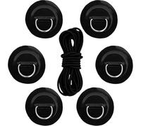 DOITOOL Set Accessori per Paddle Board Gonfiabile 6 Toppe ad Anello in PVC e Kit Corda Elastica Nera da 2,5 M, Anelli di Fissaggio per Kayak, Kit Pratico per Sport Acquatici e Supporto