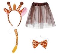 DOITOOL Set Costume da Giraffa per Bambine Gonna Tutu in Poliestere, Cerchietto Orecchie e Coda, Fiocco Adorabile per Feste di Halloween e Eventi a Tema