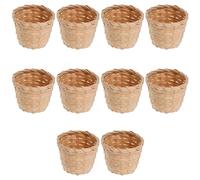 DOITOOL Set Da 10 Mini Cestini Di Vimini Intrecciati in Bamboo Naturale 3.5 Pollici Per Piante Grasse Fiori Artificiali E Portaoggetti Per Casa Ufficio E Arredamento Rustico