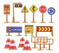 DOITOOL Set da Gioco per Segnali Stradali per Bambini da 30 Pezzi, Mini Luci di Stop E Segnali Stradali, Coni, Barricate, di Attraversamento Pedonale, Mini Giocattoli Educativi per Ragazzi E Ragazze,