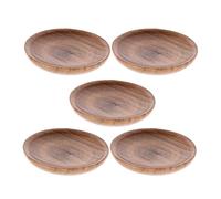 DOITOOL Set di 5 Piatti Rotondi per Sushi Leggeri e Facili da Tenere in Legno per Salsa di Soia e Condimenti e Intrattenere Ospiti Durante le Festività
