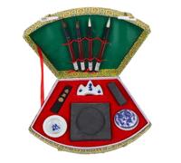 DOITOOL Set di Calligrafia Cinese Pennello, Set di Pennelli per Calligrafia, Legno Ceramica e Stoffa, Stile Vintage, per Principianti e Giovani Adulti, Pittura ad Colore Casuale
