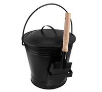 DOITOOL Set Secchio per Cenere in Metallo Ignifugo con Pala e Coperchio Ermetico, Contenitore per Pellet Resistente al Calore con Maniglia Antiscivolo, Accessori per Pulizia Caminetto