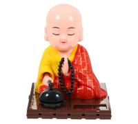 DOITOOL Soprammobile Buddha Monaco Solare Testa Oscillante in Plastico, Decorazione per Scrivanie e Balconi, Ornamento Zen