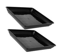 DOITOOL Sottovaso Grande per Piante, 2 Pezzi, Vassoio Rettangolare in Plastica Antigoccia da 35 Cm, per Fioriere e Protezione Pavimenti in Casa