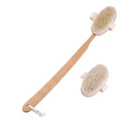 DOITOOL Spazzola per Doccia Manico Legno Spazzola per Schiena e Corpo Setole di Cinghiale Naturale per Scrub Esfoliante Accessorio per Pulizia del Bagno Stile Casuale