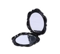 DOITOOL Specchio da Viaggio Portatile Nero Design Pieghevole, Copertura a Rosa 3d in Plastica e Vetro, Specchio Tondo Doppia Faccia, per Domestico
