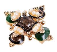 DOITOOL Spilla Barocca da Donna in Lega a Forma di Croce Decorazioni Tonalità Verde e Marrone per Maglioni e Giacche Accessorio per Occasioni Speciali e Abbigliamento Elegante