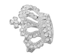 DOITOOL Spilla Corona Donna Argento Perle e Strass, Accessorio Versatile in Lega di Zinco, Elegante e Decorativo per Giacche, Cappotti e Abiti