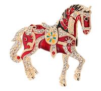 DOITOOL Spilla da Sposa Smaltata in Stile Palazzo Vintage con Pietre Rosse, Accessorio Versatile e Leggero per Festa di Stagione 2026 Anno del Cavallo