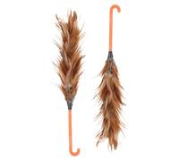 DOITOOL Spolverino Manuale Piume di Pollo 2 Pezzi, Spazzola la Polvere Manico Antiscivolo per Pulizia Domestica, Utensile Pratico per Mobili, Colore Casuale Stile Casuale