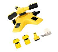 DOITOOL Spruzzatore per Irrigazione Rotante 360 Gradi con Connettore 3/4 | Ugello Regolabile, Getto Diretto, Azionamento Idraulico, ABS Giallo, per Giardino e Prato