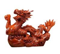 DOITOOL Statua Del Drago Fengshui Cinese In Legno Statuetta Di Colore In Legno Rosso Scultura Della Mascotte Dello Zodiaco 2024 Anno Del Drago Decorazione Per Ricchezza Buona