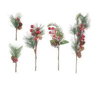 DOITOOL Steli Bacche Rosse e Pigne Artificiali per Decorazioni Natalizie Rami Pino Finti per Ghirlande Centrotavola e Addobbi Fai da Te Elementi Fotografici per Natale e Feste Invernali