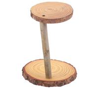 DOITOOL Supporto per Piante in Legno Solido Base per Fioriera da Balcone Doppio Piano Supporto per Servire Dessert in Legno Naturale Espositore per Vasi da Fiori per Casa e Ufficio