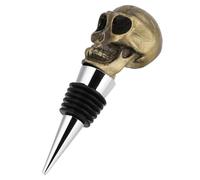 DOITOOL Tappo Retro per Bottiglia Lega Zinco a in Forma Vino e Teschio Halloween, Decorazione Chic Colore Oro Disco Bar e Feste Amici