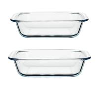 DOITOOL Teglie da Forno in Vetro 2 Pezzi Set, Teglia per Alimenti e Formaggi, Piatto Quadrato 0,9l e 1,1l per Cottura e Servizio in Cucina, Adatto per Ristoranti e Uso Domestico