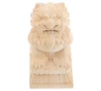 DOITOOL Terminale Decorativo a Forma di Leone in Legno per Palo Esterno | Ringhiera e Ponte da Giardino, Beige Grezzo, Può essere Tinteggiato o Verniciato