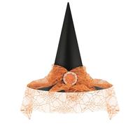 Doitory Cappello da strega di Halloween, cappelli da strega per donne, accessorio per costume, festa di Halloween, cosplay, cappello da mago, Arancione, taglia unica