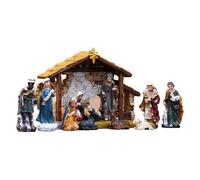 Doiyislem Set Presepe 12 Pezzi | Statuine Nascita Gesù in Resina | Decorazioni Statua Presepe Cattolico Cristiano Mangiatoia Ornamento Festivo Per Famiglie Caminetto Casa Mostra Natalizia