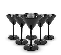 DOJA Barcelona | Bicchiere Martini Plastica | Nero | 6 Pezzi | Calice Martini Plastica | Plastica Dura Riutilizzabile | Coppe Martini Plastica Policarbonato | Bicchieri per Martini Cocktail