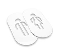 DOJA Barcelona | Cartello Bagno Uomo Donna | Bianco | 160 x 80 mm | 1+1 | Targhette Bagno Uomo Donna | Insegna Bagno Uomo Donna per Toilette Ufficio, Locale, Ristorante, Scuola | Simbolo Bagno WC