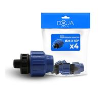 DOJA Barcelona Connettore a Compressione MDPE Maschio - 25x1/2" - Pack 4 - Raccordo per Tubo Acqua PP, Giunzione Rapida Sicura, Resistente, Installazione Facile, Connettore per Tubi, Raccordi