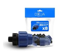 DOJA Barcelona Connettore a Compressione MDPE Maschio - 32x1" - Pack 8 - Raccordo per Tubo Acqua PP, Giunzione Rapida Sicura, Resistente, Installazione Facile, Connettore per Tubi, Raccordi