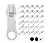 DOJA Barcelona | Cursori per Cerniere Lampo | 40 mm | 20 Pezzi | Zip Cerniera Numero 5 | Bianco | Cursore Cerniera Ricambio | Tiretti per Cerniere Lampo Zaino, Giubbotto, Gonna, Jeans, Borsa